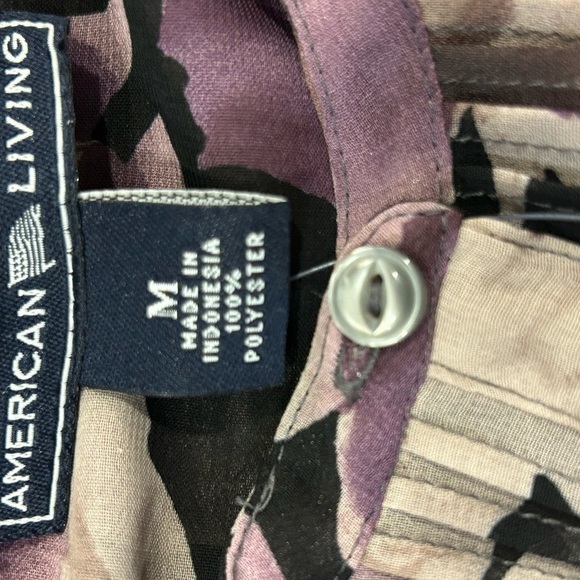 American Living Purple and Black Floral Blouse - Picture 7 of 9